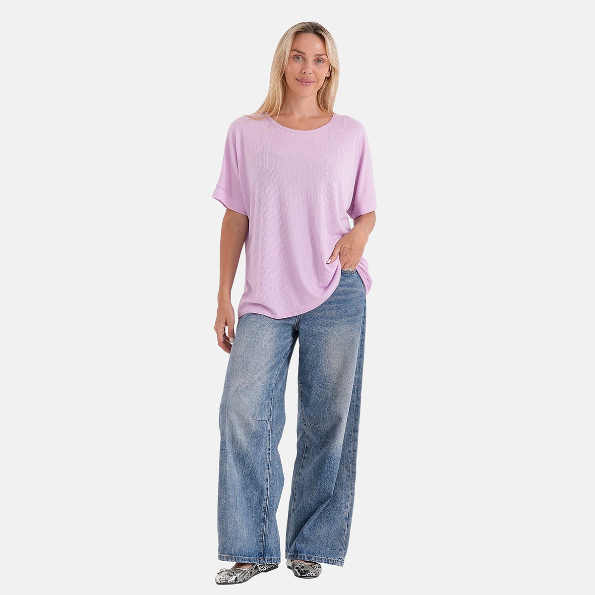 Mega Clearance La Marey Green Lightweight Texture Knit Top with Sheen