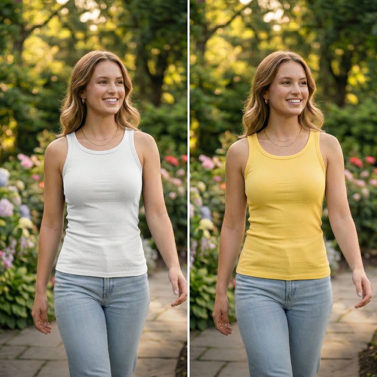 La Marey Set of 2 Charcoal and Blue Tank Top - S 8435353