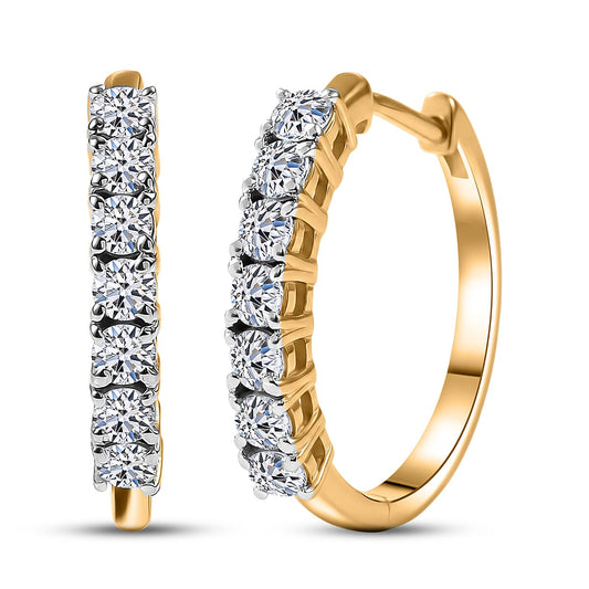 Luxuriant Lab Grown Diamond (G-H, SI) Hoop Earrings in 18K Vermeil YG Over Sterling Silver 1 ctw