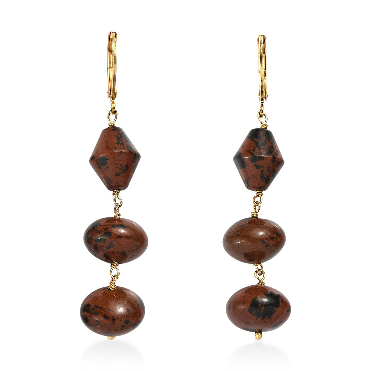 EverTrue Mahagooni Jasper Earrings in ION Plated YG Stainless Steel 40.00 ctw