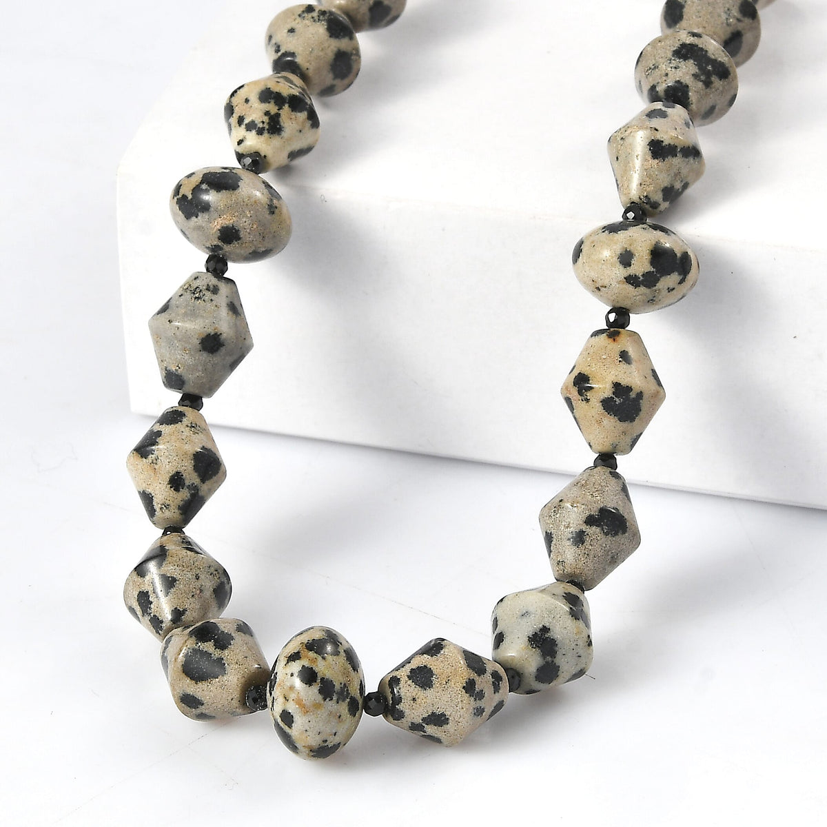 EverTrue Thai Black Spinel, Dalmation Jasper Necklace (18 Inches) in 18K YG Plated 210.00 ctw