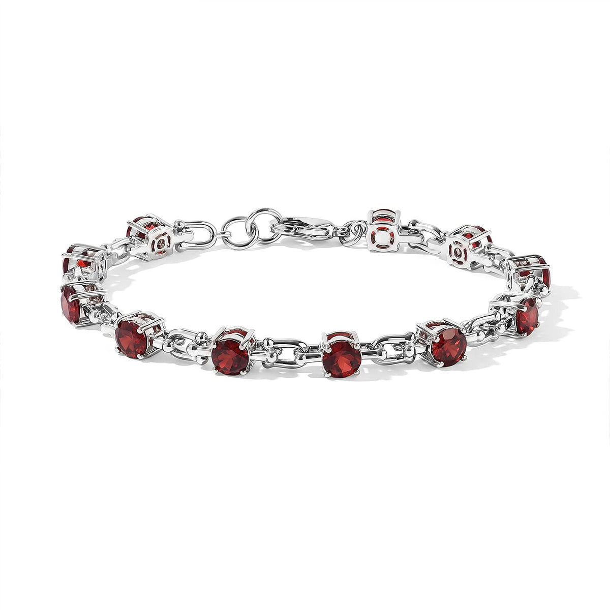 EverTrue Rose De France Amethyst 6.85 ctw Station Bracelet in Platinum Bond (8.00 In)