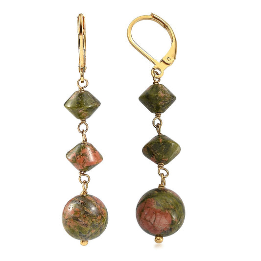 EverTrue Unakite Earrings in ION Plated YG Stainless Steel 25.00 ctw