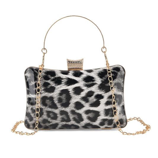 La Marey Grey Leopard Pattern Faux Leather Metal Wallet (7.68"x4.33"x2.76")