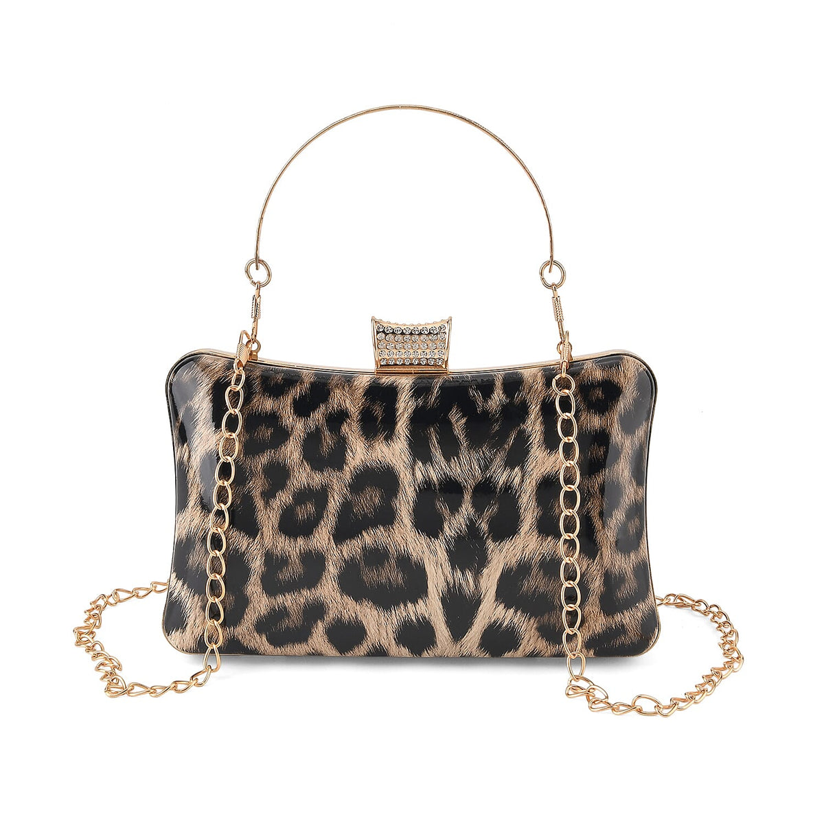 La Marey Grey Leopard Pattern Faux Leather Metal Wallet (7.68"x4.33"x2.76")
