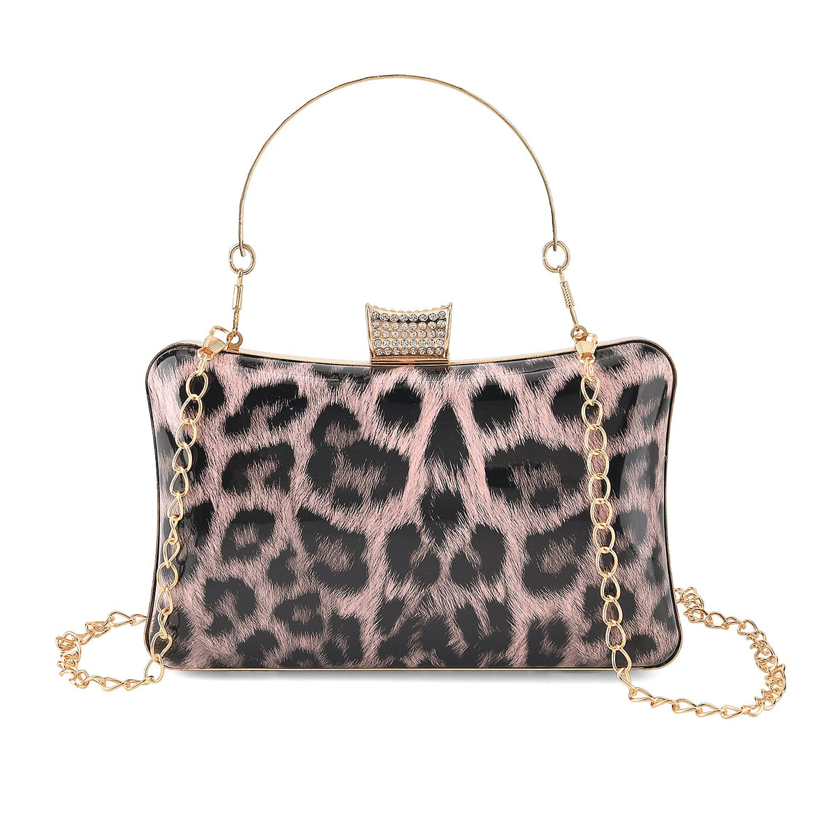 La Marey Grey Leopard Pattern Faux Leather Metal Wallet (7.68"x4.33"x2.76")