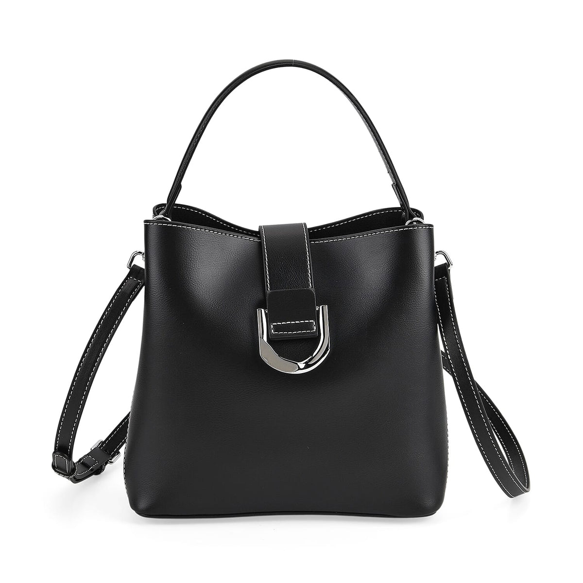 La Marey Green Genuine Leather Crossbody Bag with Long Strap