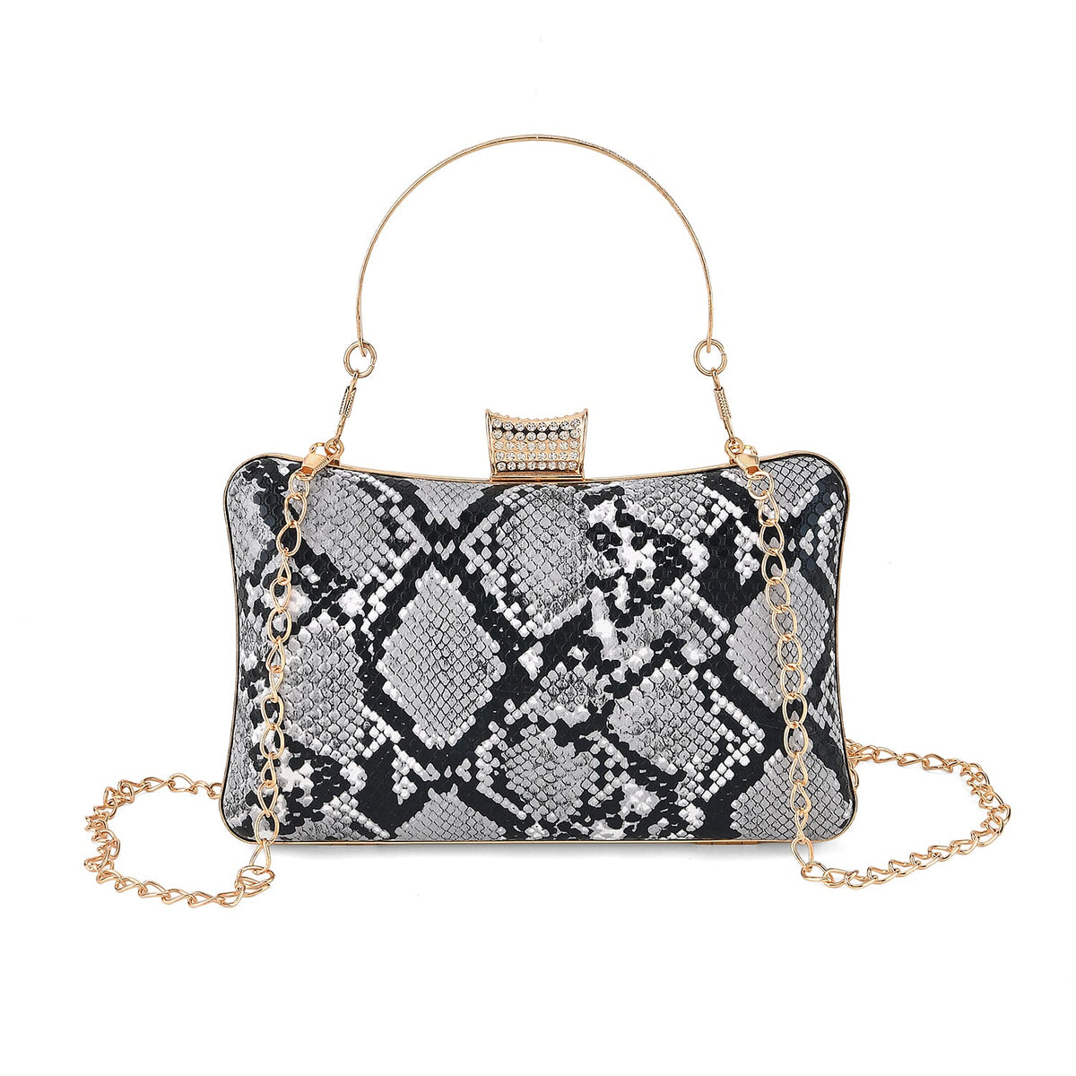 La Marey Grey Leopard Pattern Faux Leather Metal Wallet (7.68"x4.33"x2.76")
