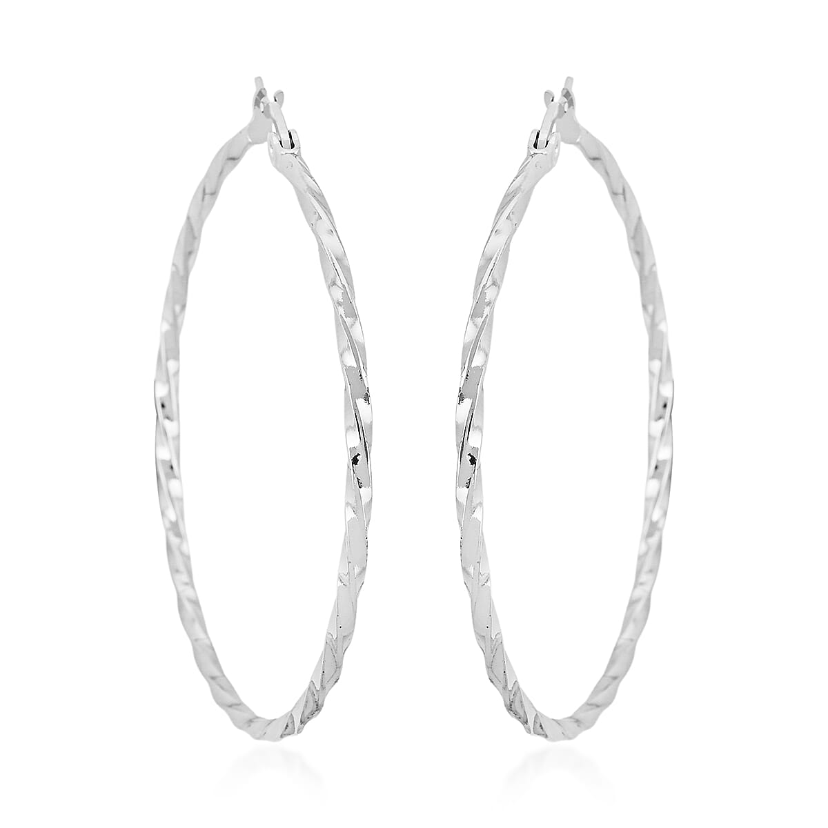 Round Twisted Hoop Earrings in Stainless Steel