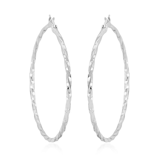 Round Twisted Hoop Earrings in Stainless Steel