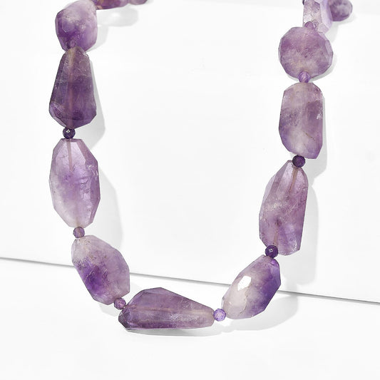 EverTrue Africam Amethyst Beaded Necklace (18-19 Inches) in Platinum Bond 320.00 ctw