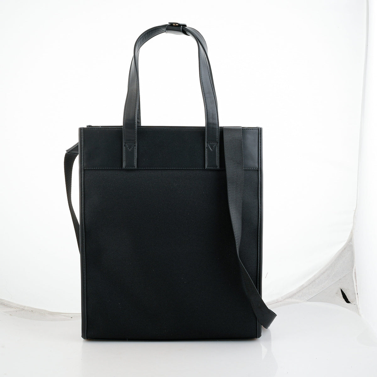 Passage Black Square Tote Bag with Shoulder Strap
