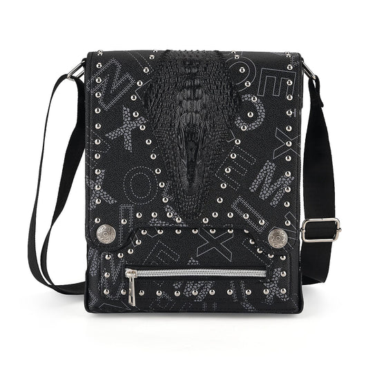 Passage Black Checkered Print Faux Leather Crossbody Bag with Shoulder Strap