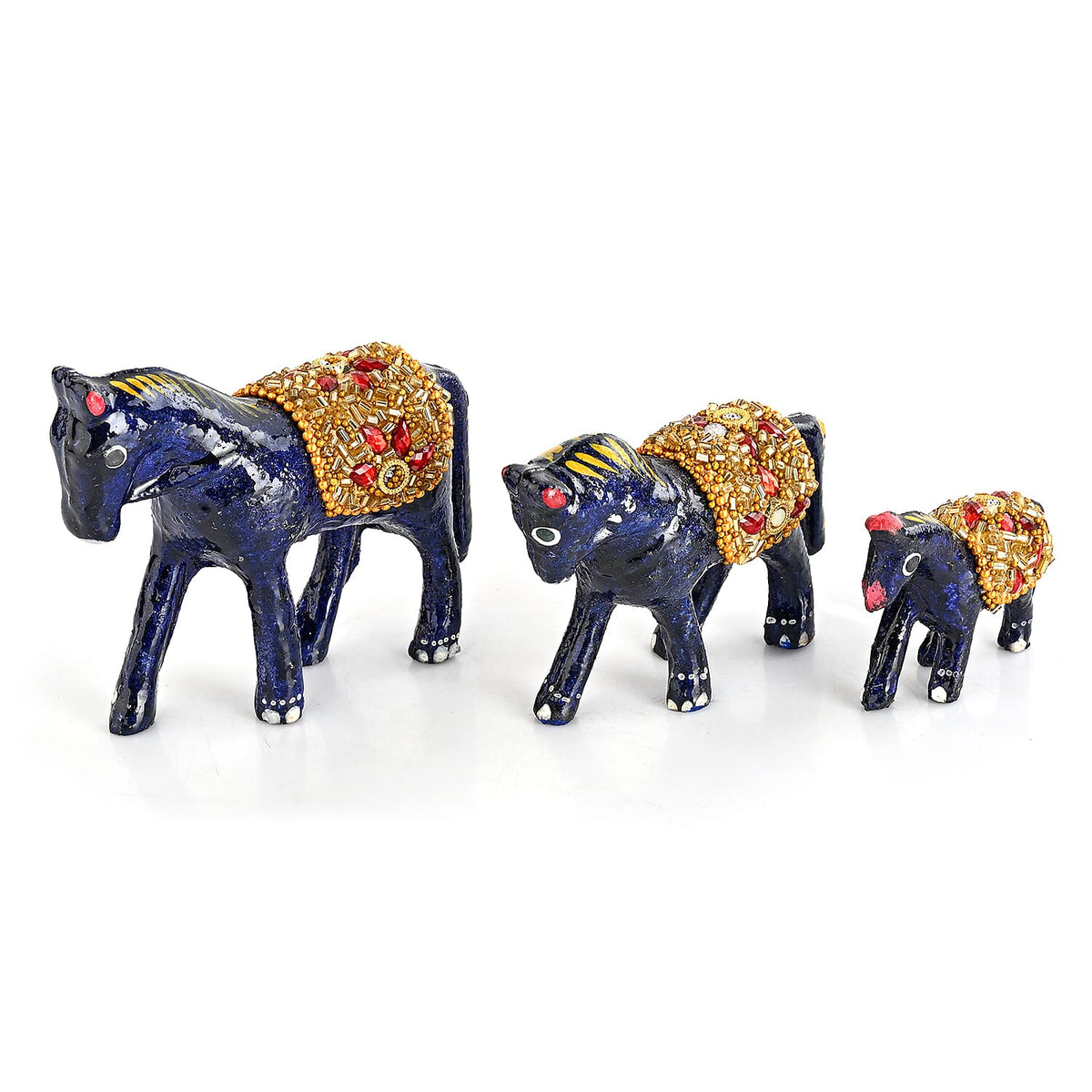 Livmore Black and Golden Set of 3 Plastic Elephant