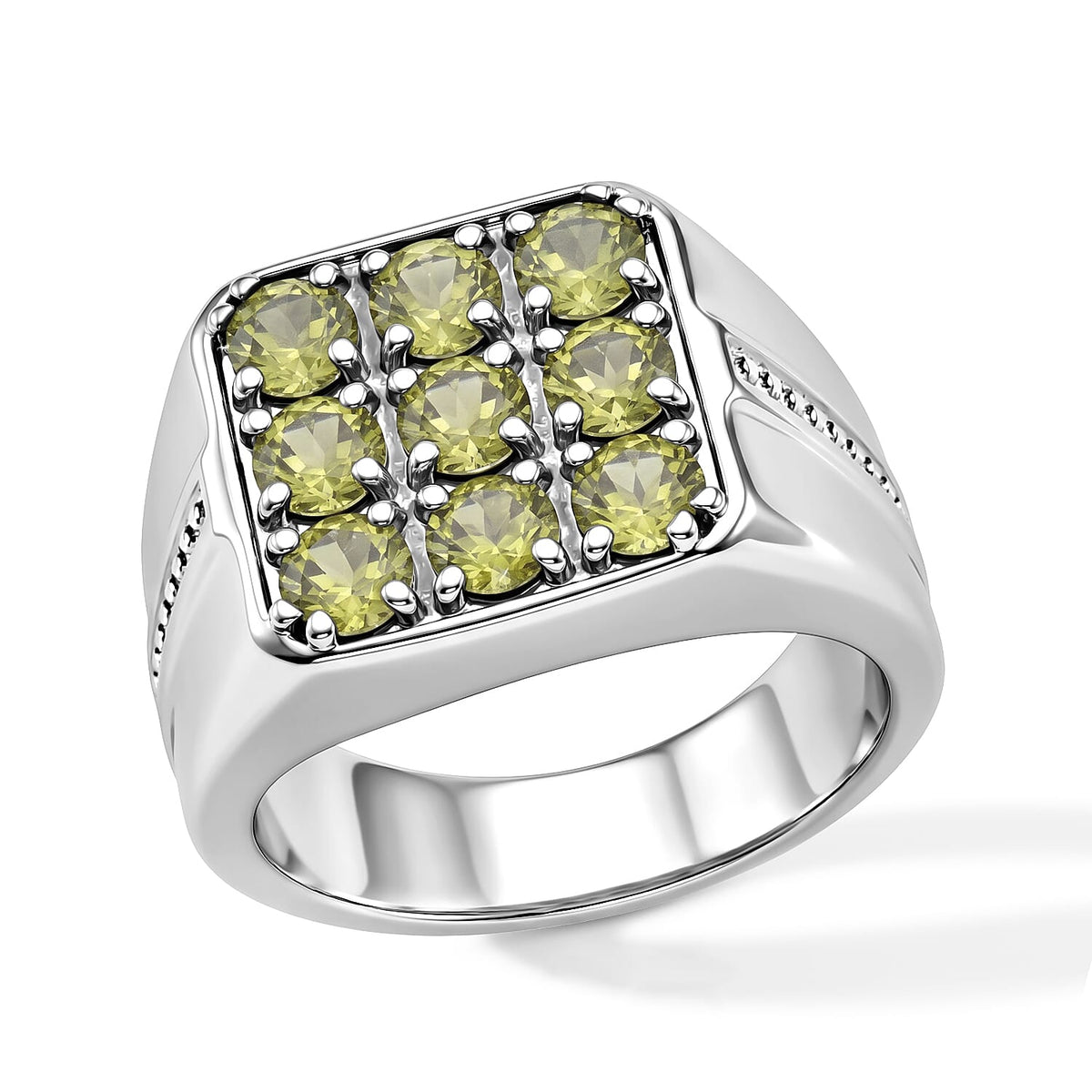 EverTrue Signity Khaki Topaz 3.55 ctw Ring in Stainless Steel (Size 10.0)