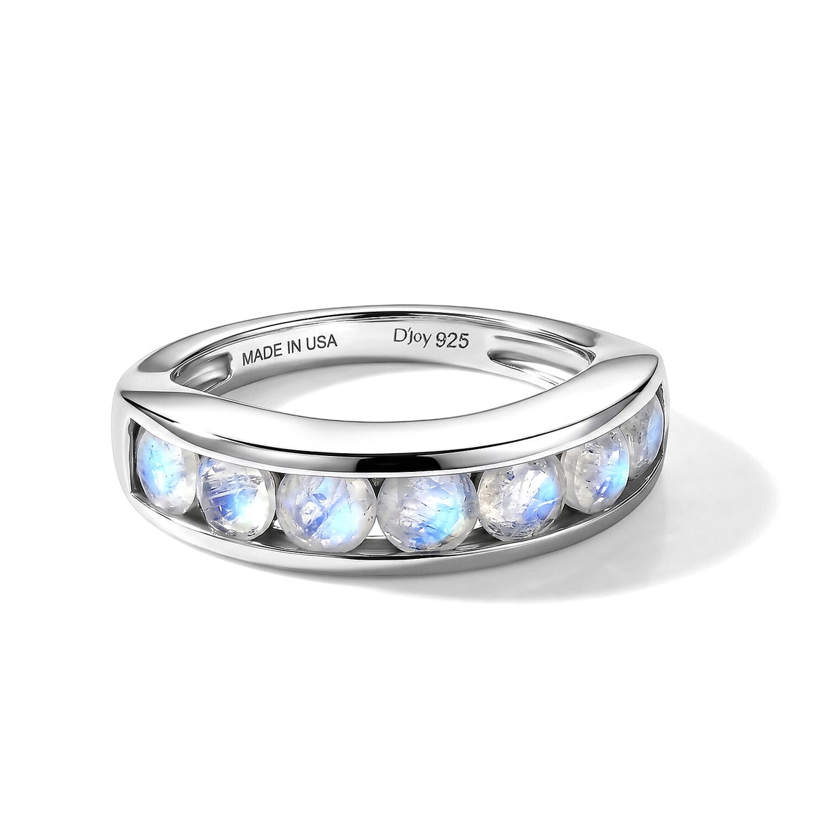 D''Joy Rainbow Moonstone Ring in Rhodium Over Sterling Silver (Size 6.0) 1.70 ctw