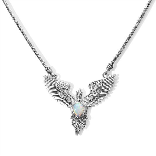 D''Joy Bali Legacy Premium Ethiopian Welo Opal Eagle Necklace (20 Inches) in Sterling Silver 1.70 ctw