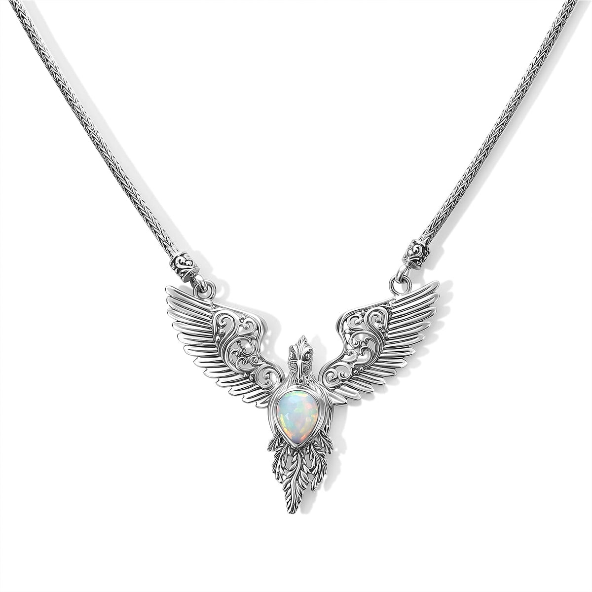 D''Joy Bali Legacy Premium Ethiopian Welo Opal Eagle Necklace (20 Inches) in Sterling Silver 1.70 ctw