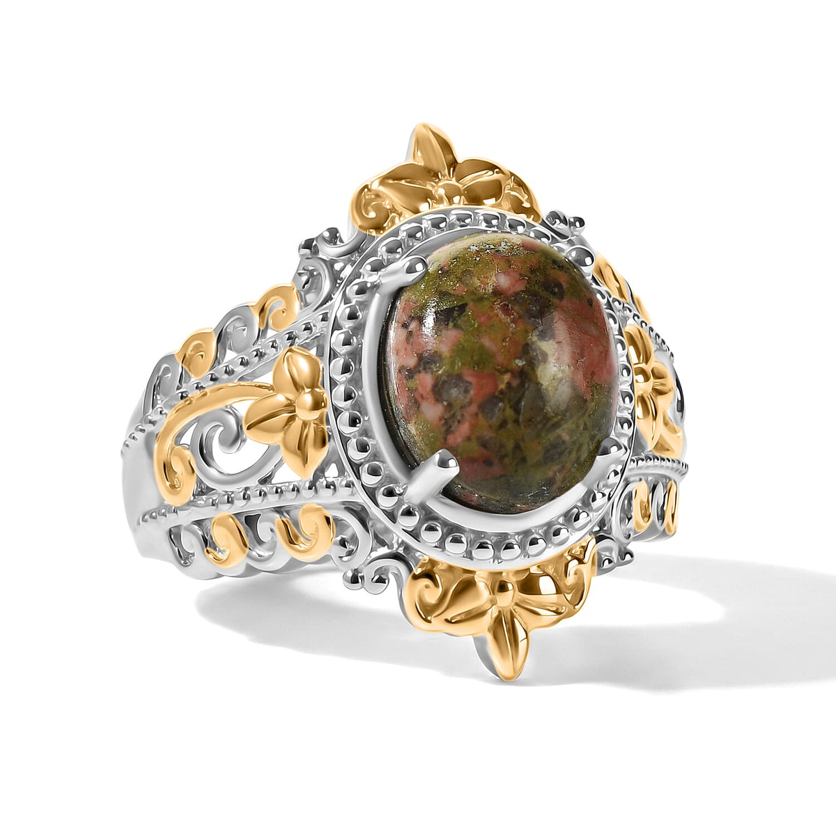 EverTrue Malagasy Labradorite Solitaire Ring in 18K YG Plated and Platinum Bond (Size 6.0) 3.50 ctw