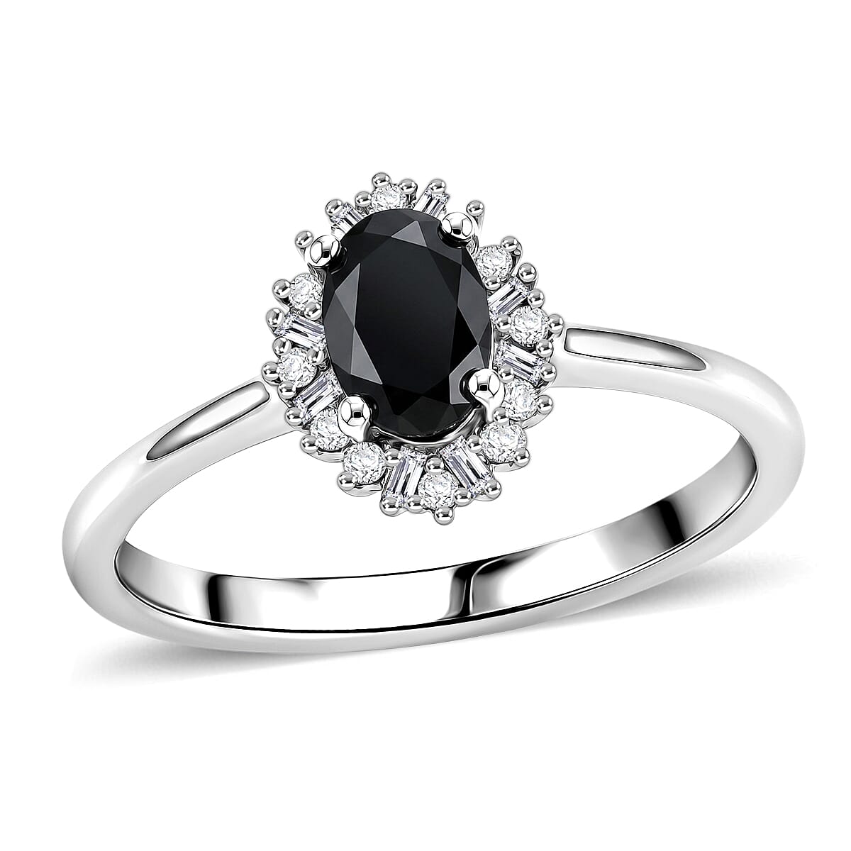 D''Joy Teal Kyanite and Diamond 0.75 ctw Ring in Rhodium Over Sterling Silver (Size 9.0)