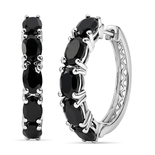 EverTrue Thai Black Spinel Earrings in Platinum Bond 6.35 ctw