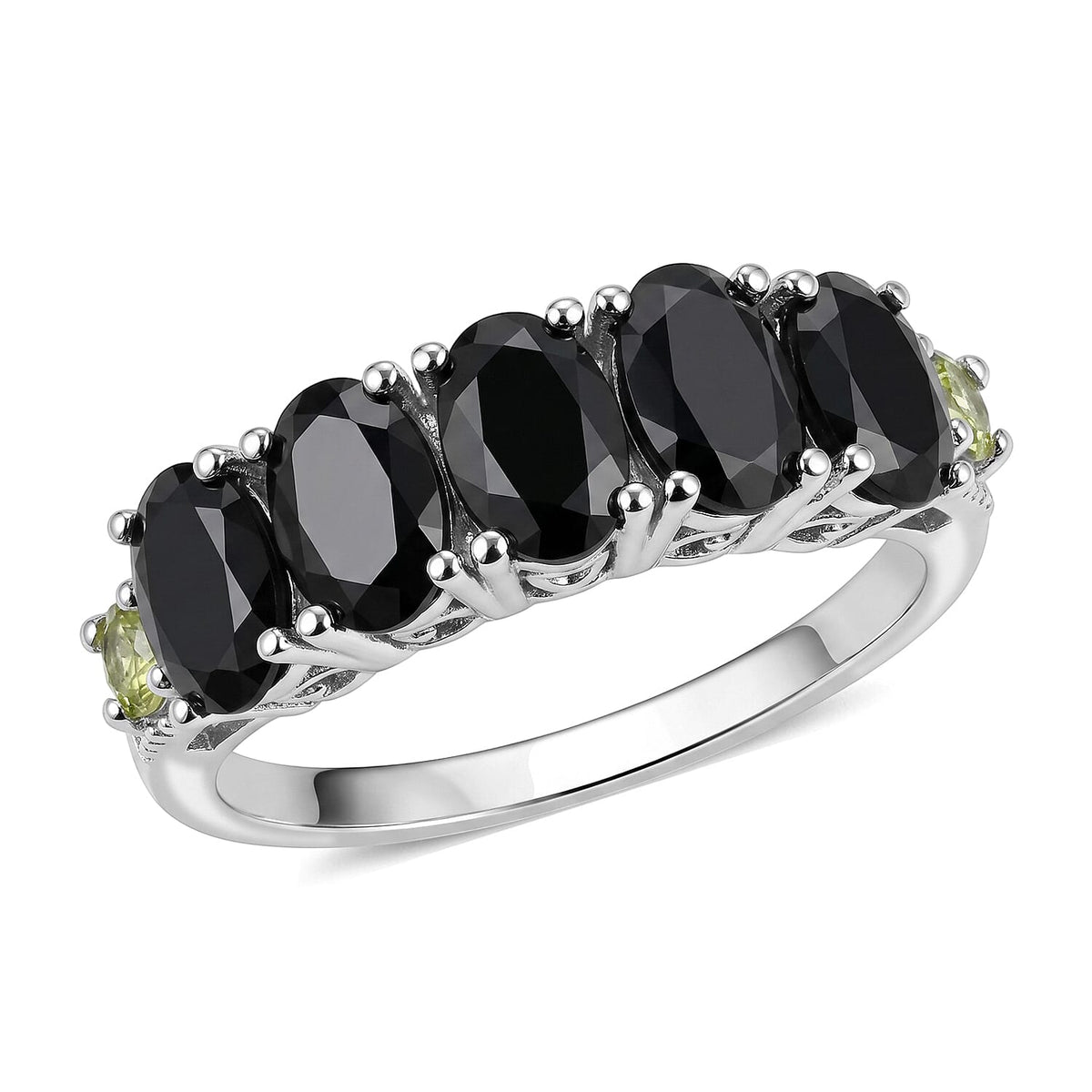 EverTrue Thai Black Spinel and Hebei Peridot 3.25 ctw Ring in Platinum Bond (Size 9.0)