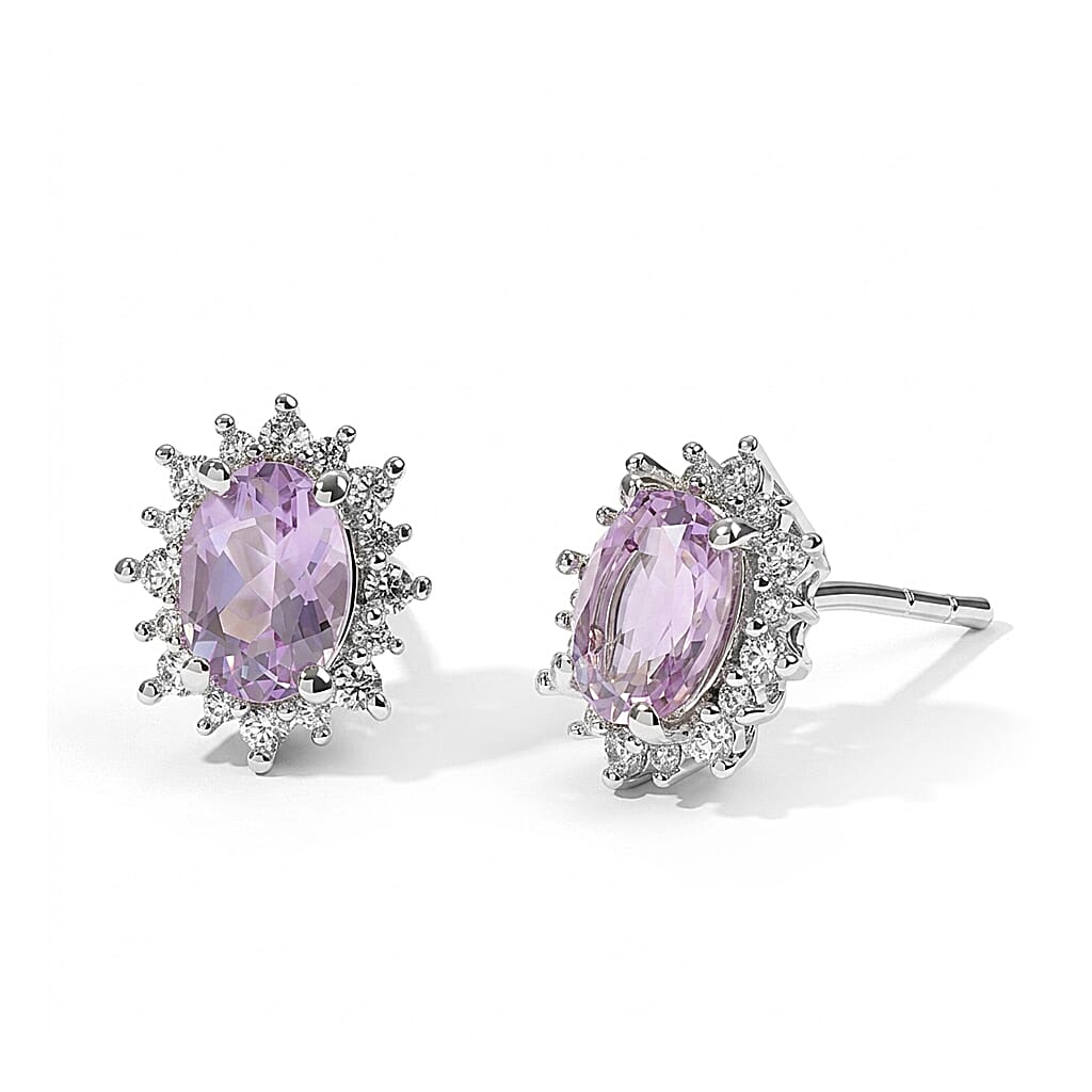 Aquamarine and Simulated Diamond Earrings in Silvertone 6.00 ctw