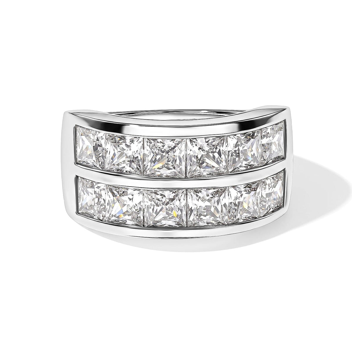 EverTrue Simulated Diamond Half Eternity Band Ring in Platinum Bond (Size 10.0)