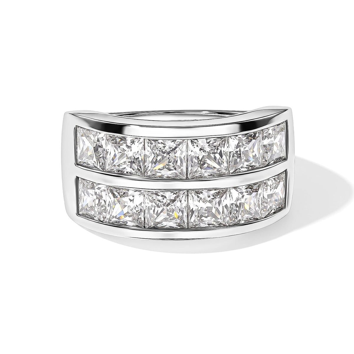 EverTrue Simulated Diamond Half Eternity Band Ring in Platinum Bond (Size 10.0)
