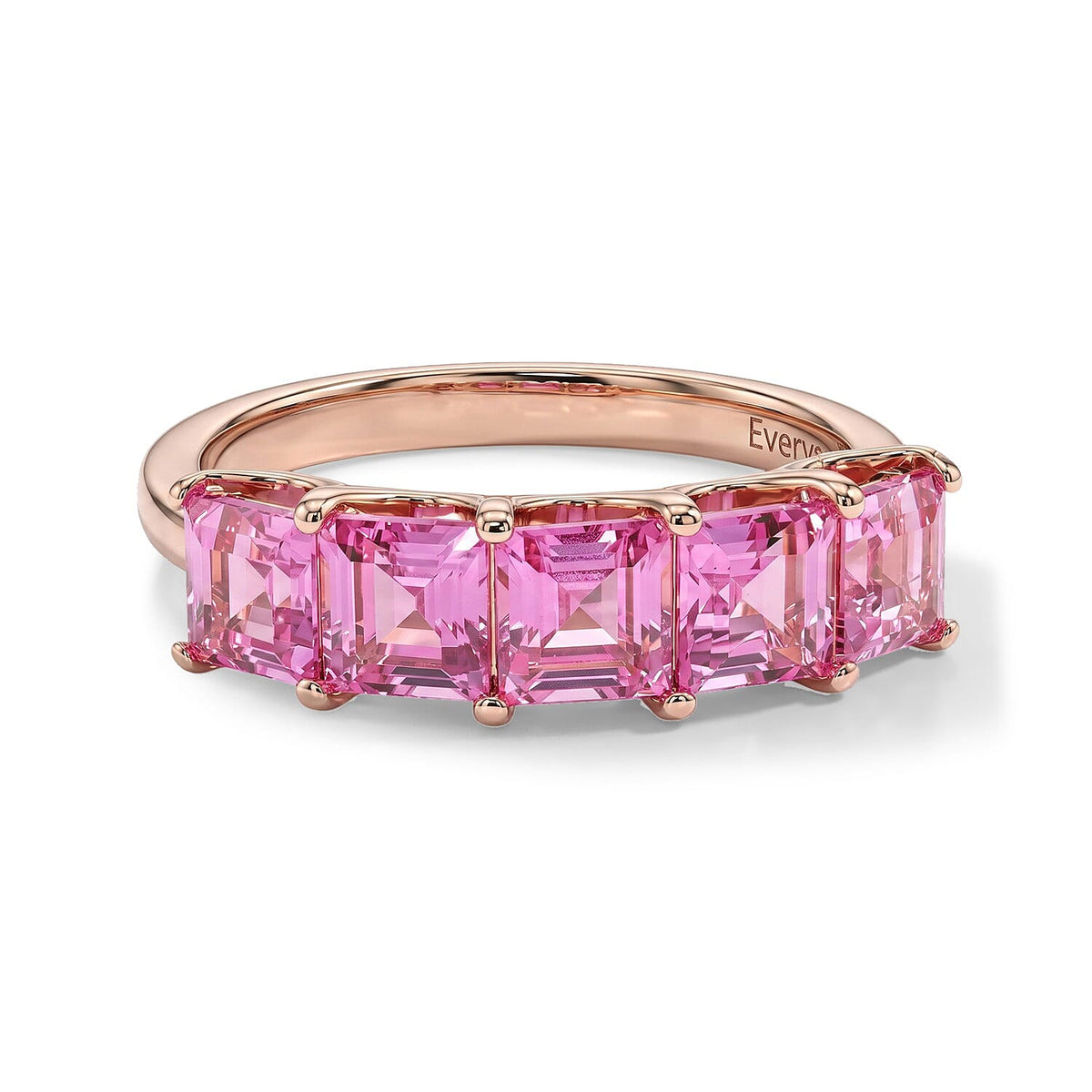 EverTrue Lab Created Pink Sapphire and White Zircon 2.50 ctw Ring in 14K RG Plated (Size 6.0)