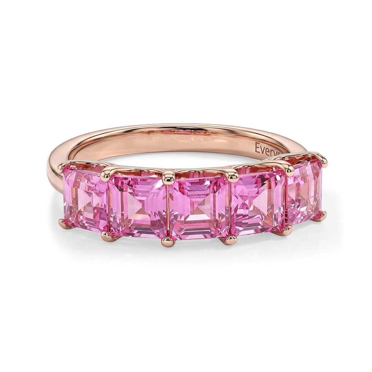 EverTrue Lab Created Pink Sapphire and White Zircon 2.50 ctw Ring in 14K RG Plated (Size 6.0)