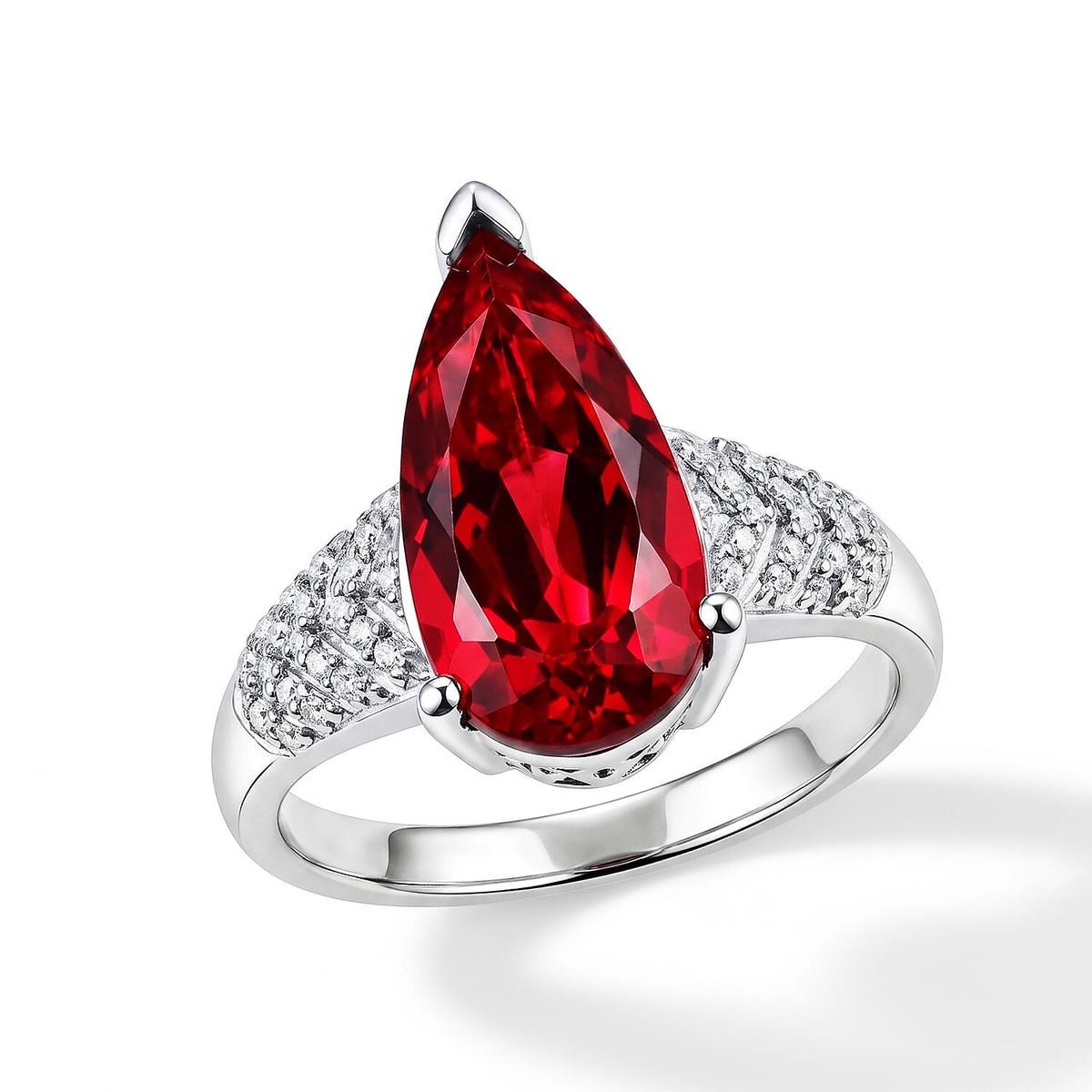 EverTrue Lab Created Padparadscha Sapphire and White Zircon 6.50 ctw Ring in Platinum Bond (Size 6.0)