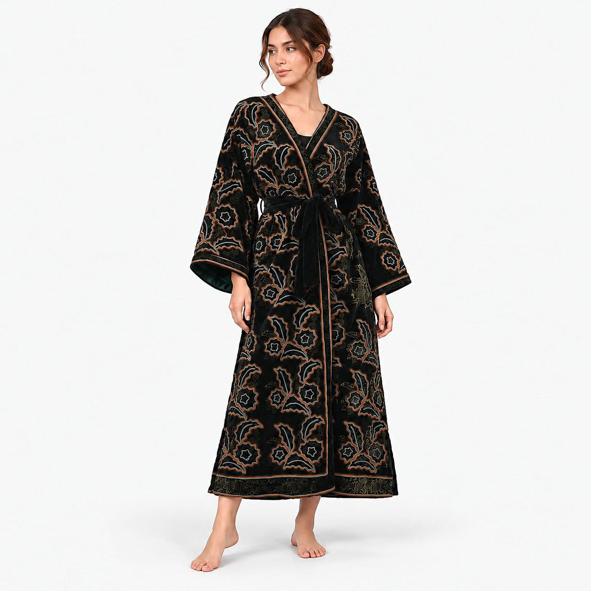 La Marey Red Signature Velvet Duster Robe - One Size Fits Most