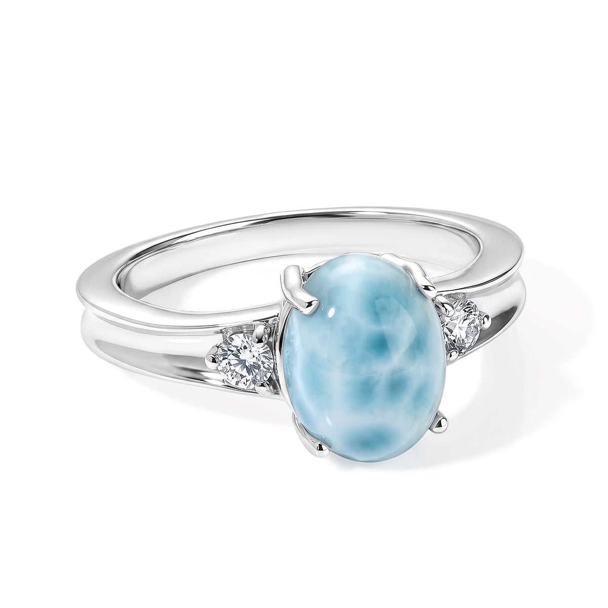 EverTrue Larimar and White Zircon 2.65 ctw Ring in Platinum Bond (Size 6.0)