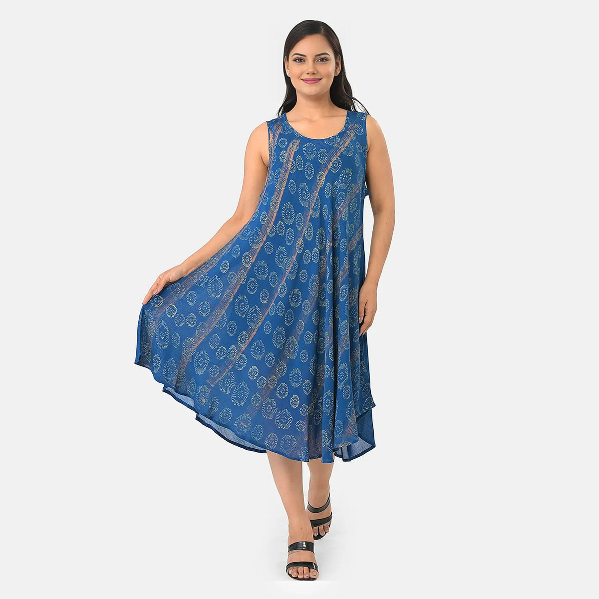 La Marey Black Block Print and Brush Paint with Umbrella Dress - One Size Fits Most