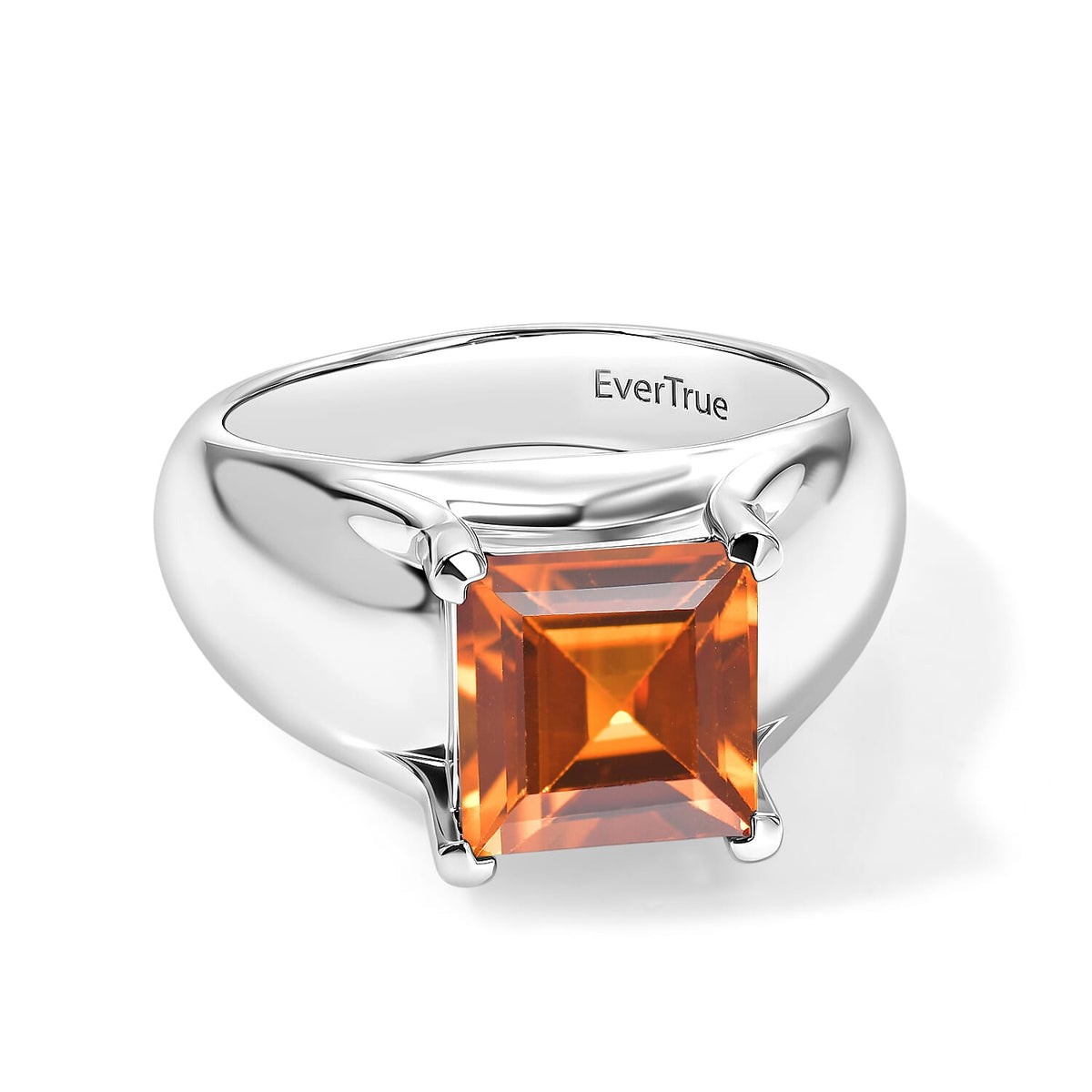 EverTrue Lab Created Orange Sapphire Solitaire Ring in Platinum Bond (Size 6.0) 4.20 ctw