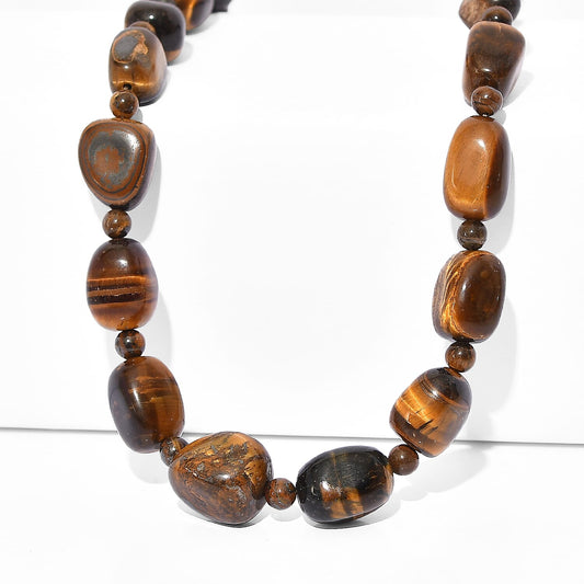 EverTrue Tigers Eye Beaded Necklace (18-19 Inches) in 18K YG Plated 250.00 ctw
