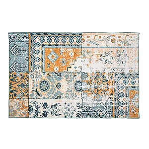 Livmore White & Teal Blue Pile Rug