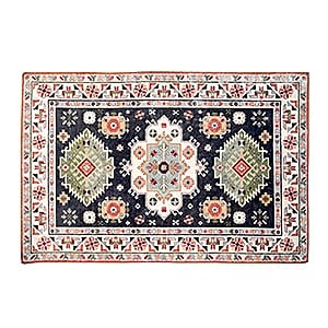 Livmore White & Teal Blue Pile Rug
