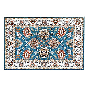 Livmore Teal Blue & White Pile Rug