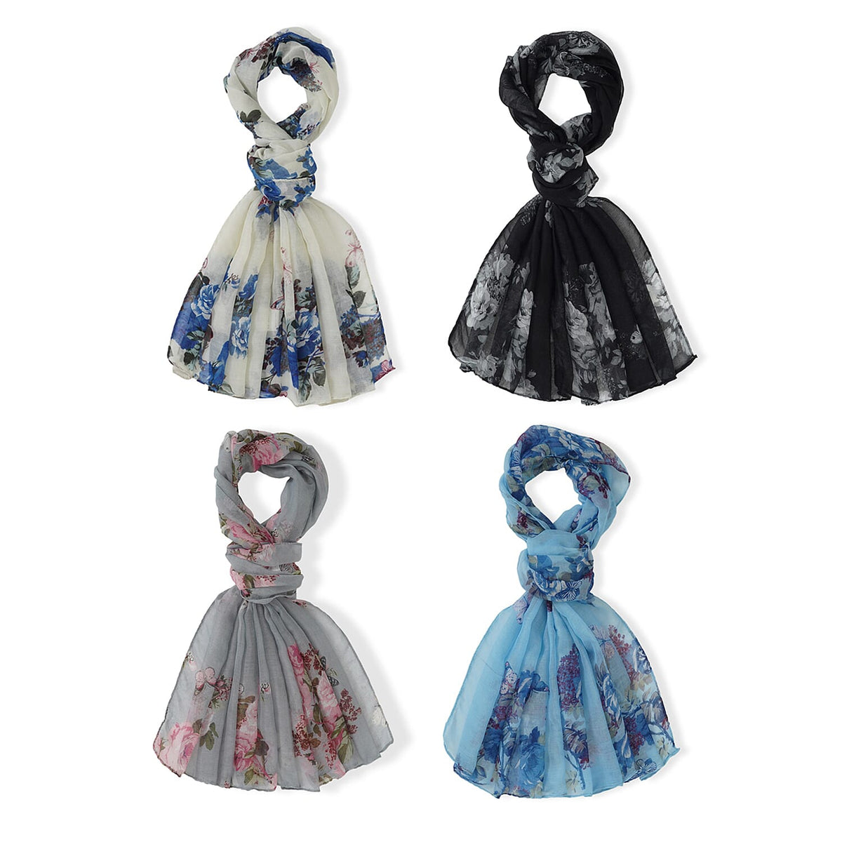 TLV La Marey Multi Color Leopard Print Set of 4 Scarfs (27.6"x70.8")