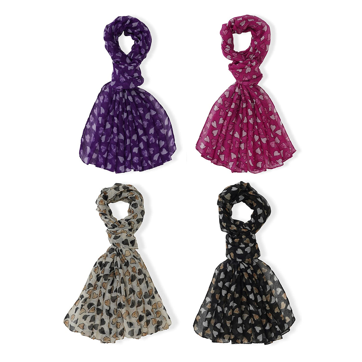 TLV La Marey Multi Color Leopard Print Set of 4 Scarfs (27.6"x70.8")
