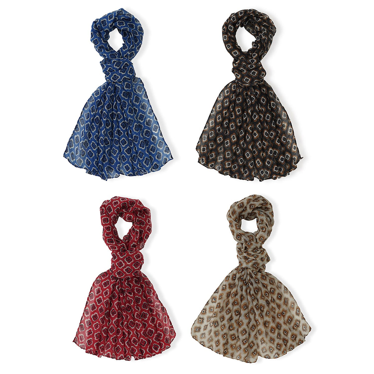 TLV La Marey Multi Color Leopard Print Set of 4 Scarfs (27.6"x70.8")