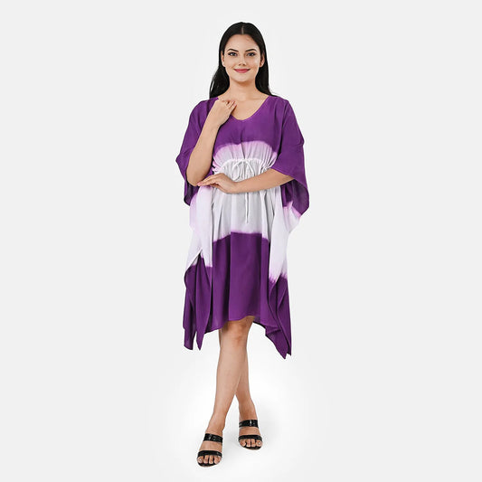 La Marey Purple Plain Tie Dye Kaftan - One Size Fits Most