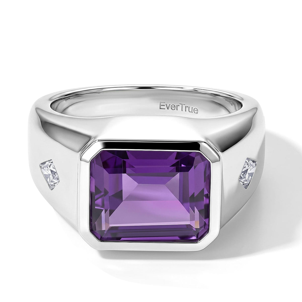 EverTrue Sky Blue Topaz, Moissanite Men''s Ring in Platinum Bond (Size 10.0) 7.15 ctw