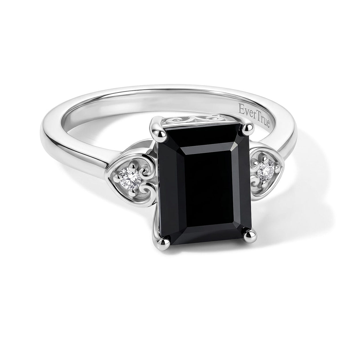 EverTrue Thai Black Spinel and White Zircon 3.15 ctw Ring in Platinum Bond (Size 10)