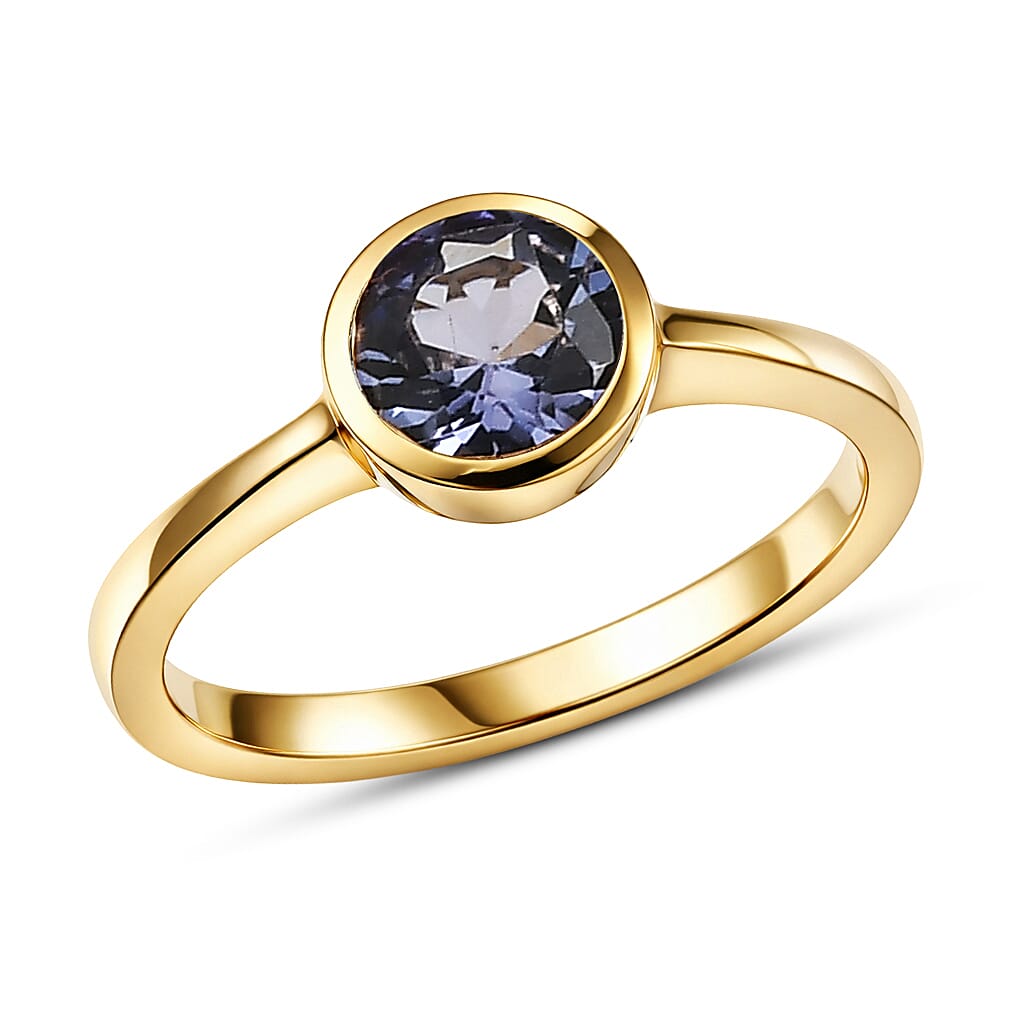 D'Joy Mozambique Garnet Solitaire Ring in 18K Vermeil YG Over Sterling Silver Size 10 0.90 ctw