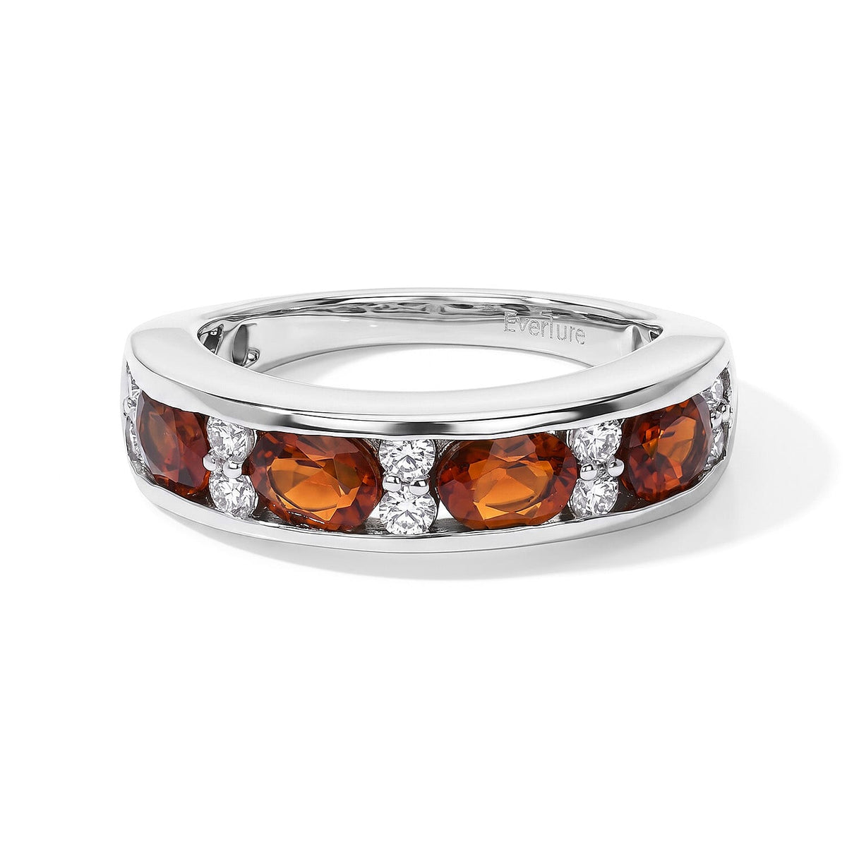 EverTrue Cherry Citrine, Moissanite Band Ring in Platinum Bond (Size 10.0) 1.50 ctw