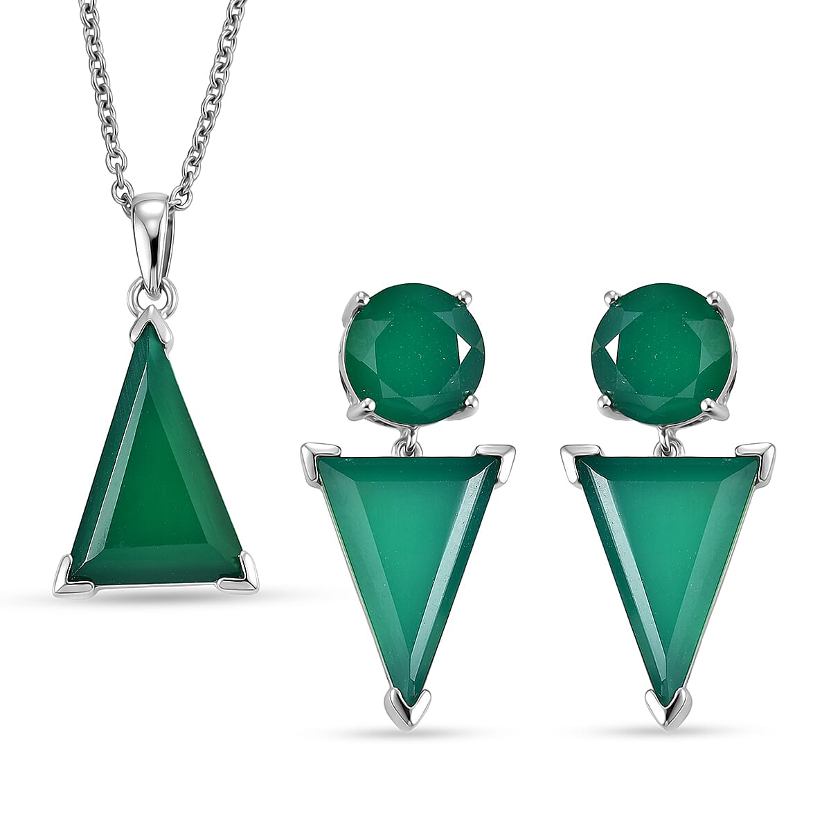 EverTrue Green Onyx 18.50 ctw Stud Earrings in Platinum Bond