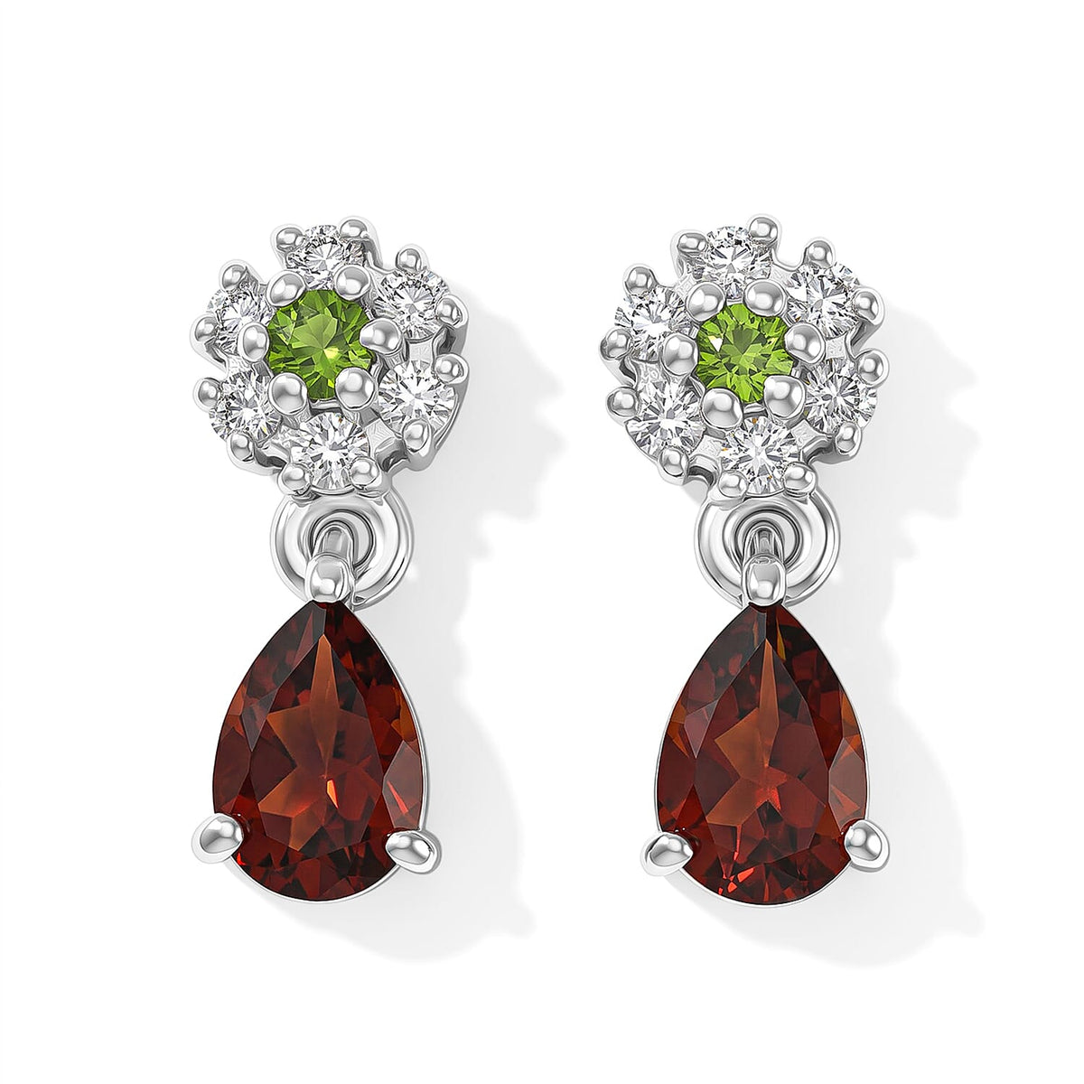 EverTrue Premium Cherry Citrine and Multi Gemstone 1.00 ctw Dangling Earrings in Platinum Bond
